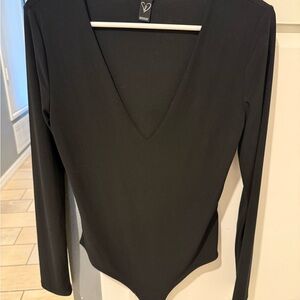 Windsor Black Fitted Long Sleeve Bodysuit